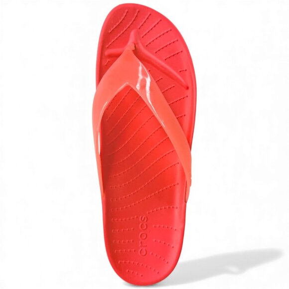 Crocs Women’s Cross Splash Glossy Flip Flops Pink Neon Watermelon Size 9 - Picture 7 of 9